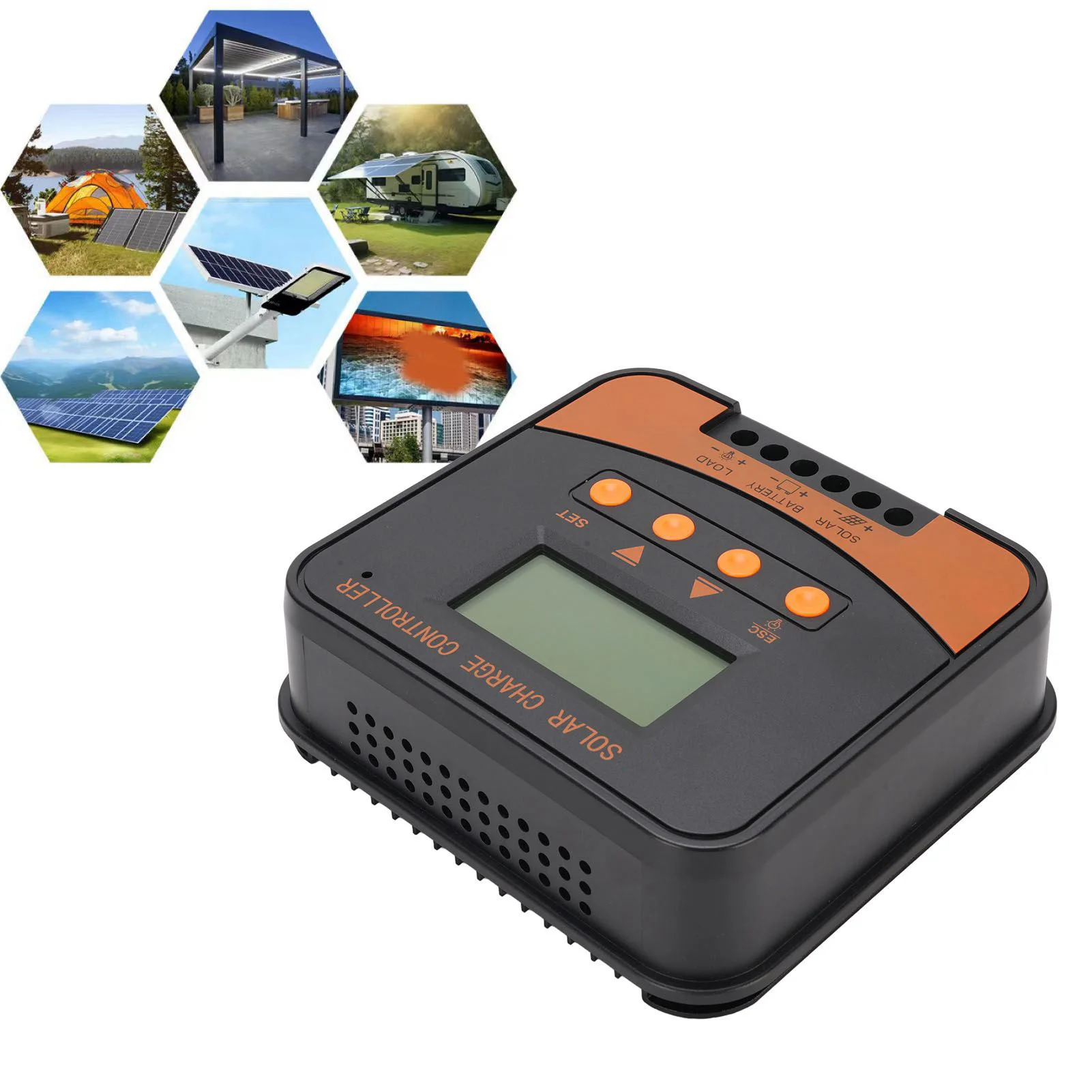 

MPPT Solar Controller High Efficiency Solar Charging Controller 12V 24V Auto LCD Display for GEL SLA LFP LI USE Battery