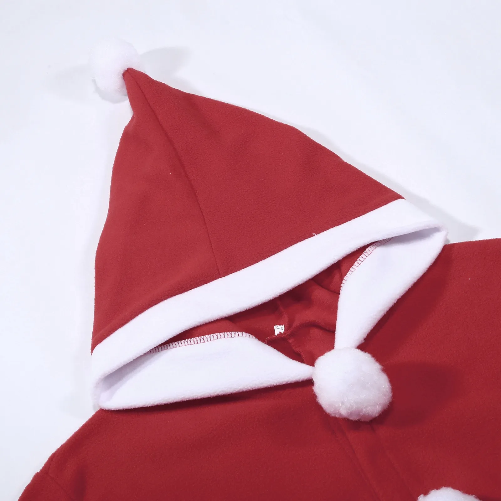 Pakaian tidur Santa Claus, kostum pesta Tahun Baru Cosplay pakaian merah Pria Wanita musim gugur musim dingin satu potong hangat piyama bertudung Natal