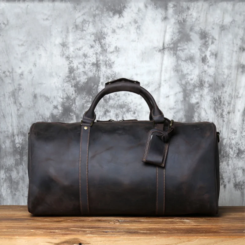 NZPJ Retro Echtleder Reisetasche Crazy Horse Leder Herren Handtasche Oberschicht Rindsleder Umhängetasche Tragbares Trolley Gepäck – Detail 18
