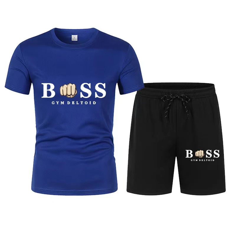 Ropa deportiva para hombre, conjunto de 2 piezas, camiseta de manga corta y pantalones cortos, secado rápido, verano, novedad de 2024