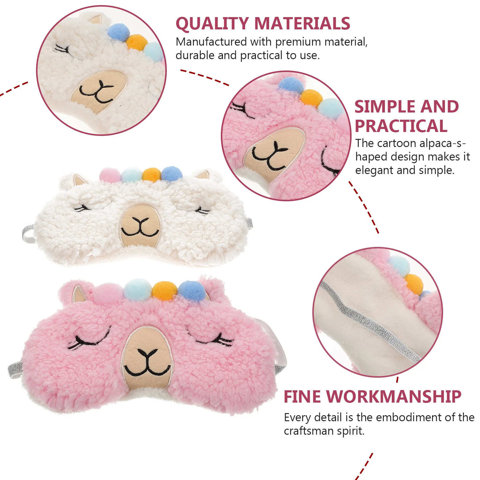 

2pcs Eye Mask Alpaca Design Soft Travel Blindfold Block Light Alpaca Design Eye Mask Health Care Sherpa Fabric
