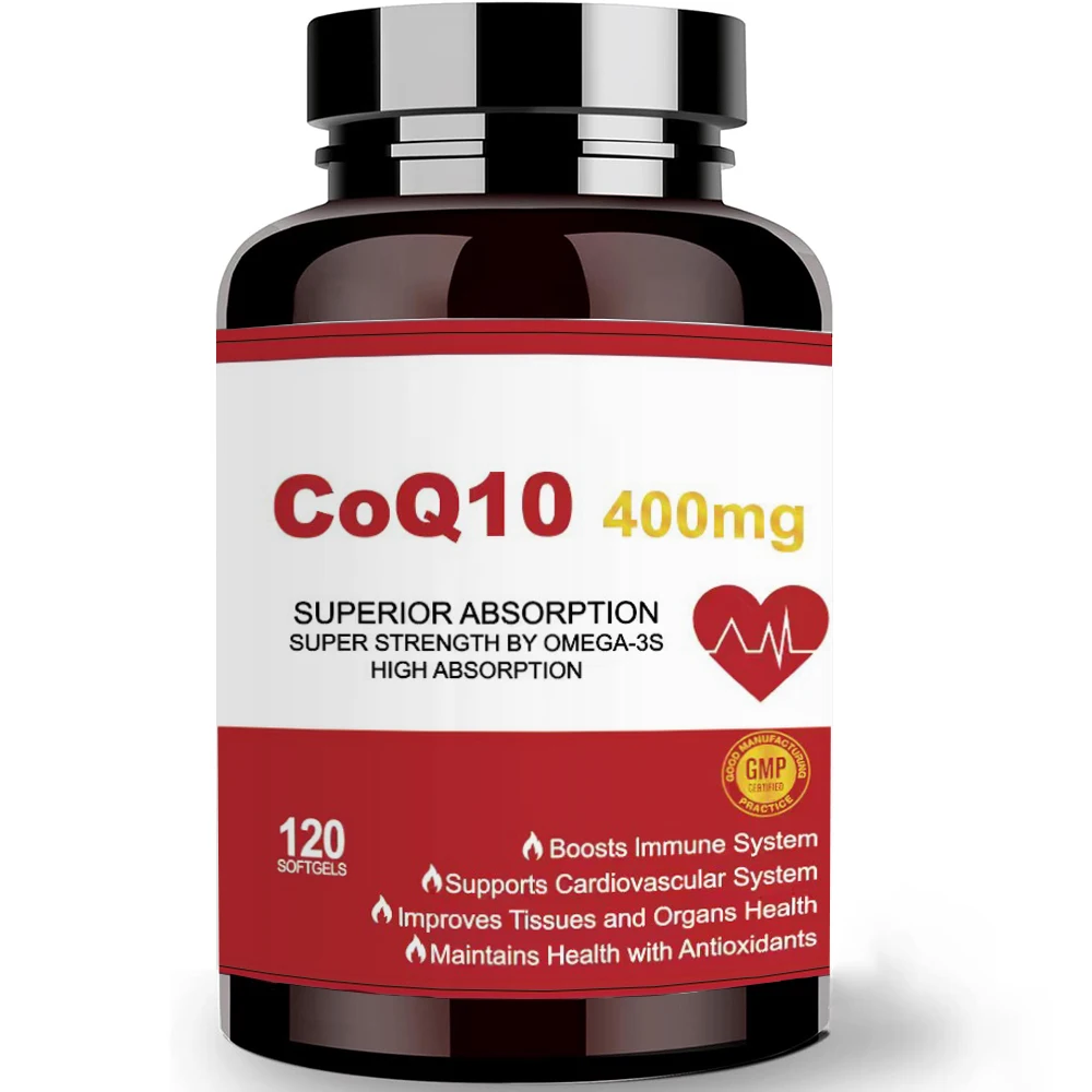 

Коэнзим Q10-400 мг с PQQ, Омега-3, BioPerin и коэнзимом Q10, для поддержки сердца, мозга, иммунной системы и выработки энергии, 120 мягких капсул