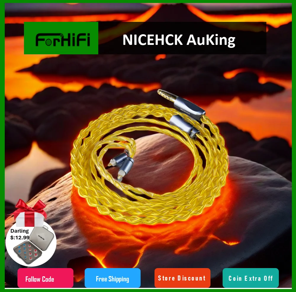 

NICEHCK AuKing Flagship 7N OCC 4N Gold Plated HiFi IEM Earphone Cable OFC Degaussing Plug 0.78 2Pin for Neko Perfomer8 Blessing3