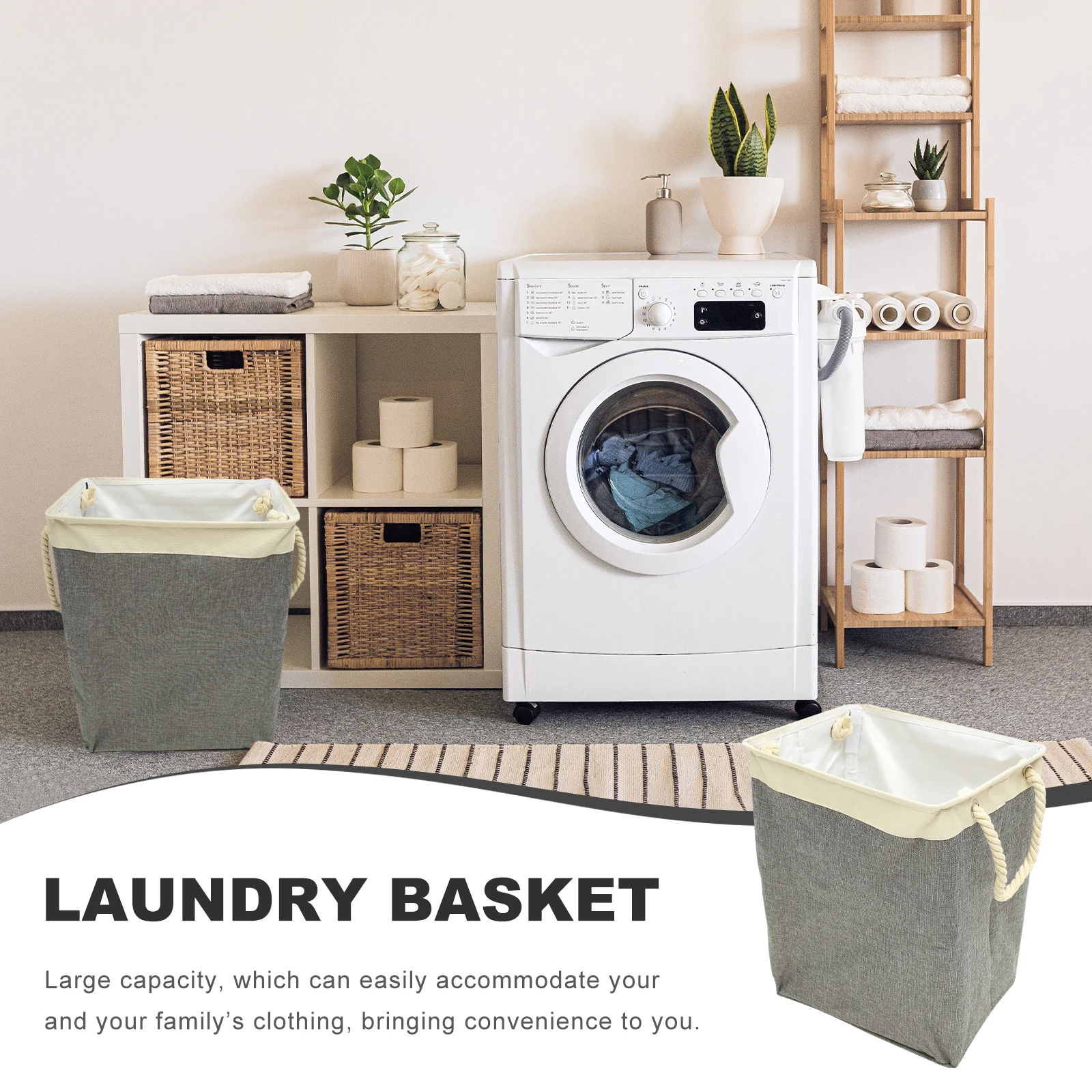 

Laundry Basket with Handles Foldable Large Capacity Dirty Clothes Storage for Bathroom Bedroom Nursery Space Saving Hamper