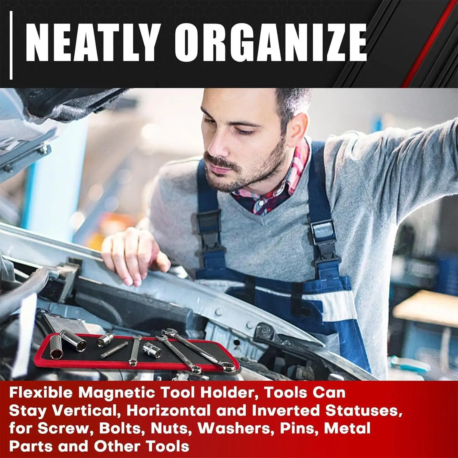 

Магнитный коврик для инструментов, гибкий магнитный держатель для инструментов, органайзер для хранения винтов для мастерской, домашнего обслуживания, строительной площадки