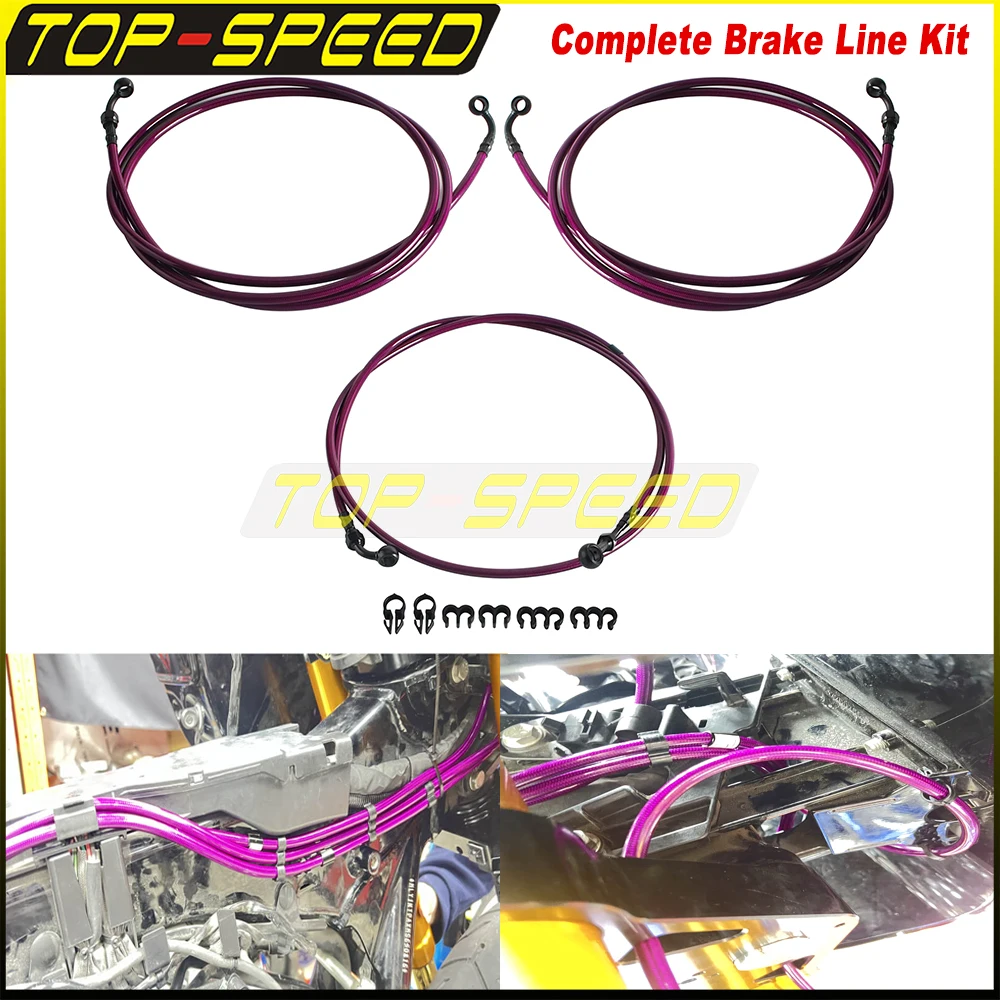 Replacement Upper Lower Stainless Braided Complete Brake Line kit For Harley Road Glide Limited Special Ultra CVO FLTRXS FLTRKSE