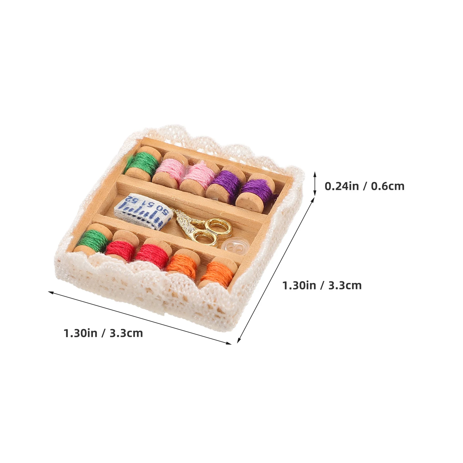 1Set miniatuur naaikofferaccessoires Realistische houten naaikist voor Tiny House Decor Poppenhuisdecoratieaccessoires