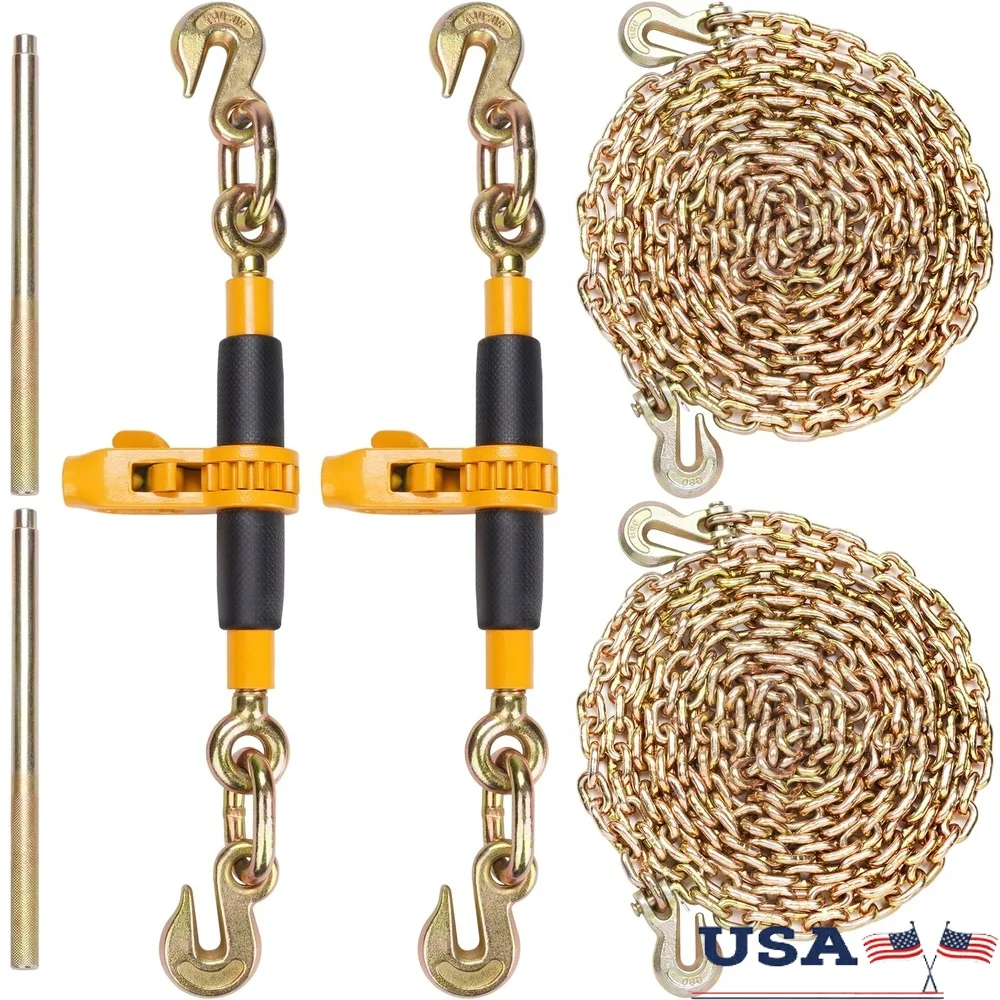 

Portable Ratchet Chain Binder 12000 lbs G80 Chains Heavy Duty Load Tensioner 2PCS Labor Saving Truck Transport Tool