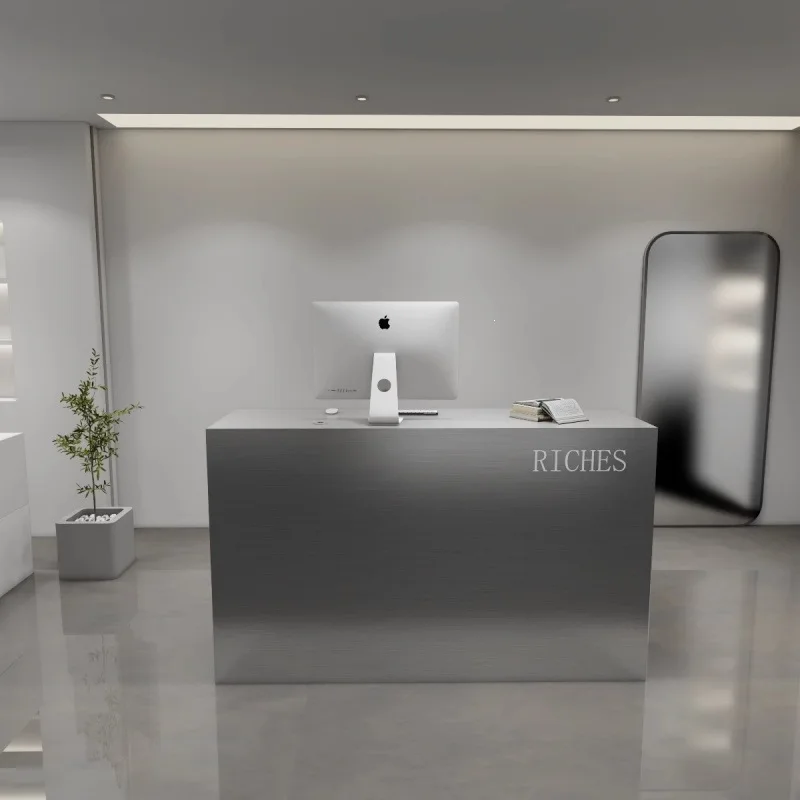 Stainless Steel Reception Desks Luxury Hair Care Small Reception Desks Simple Designs Office Furniture Banco Reception ZY40JDT