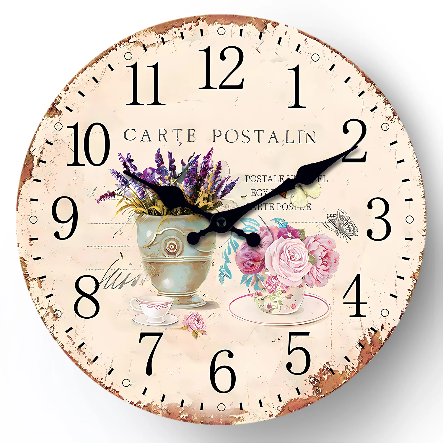Retro European-Style Wooden Wall Clock for Living Room, Bedroom, Kitchen, Home Decoration, Silent Quartz Clock, Holiday Gift, 10-Inch, 12-Inch 14inch 16inch (No Battery)
