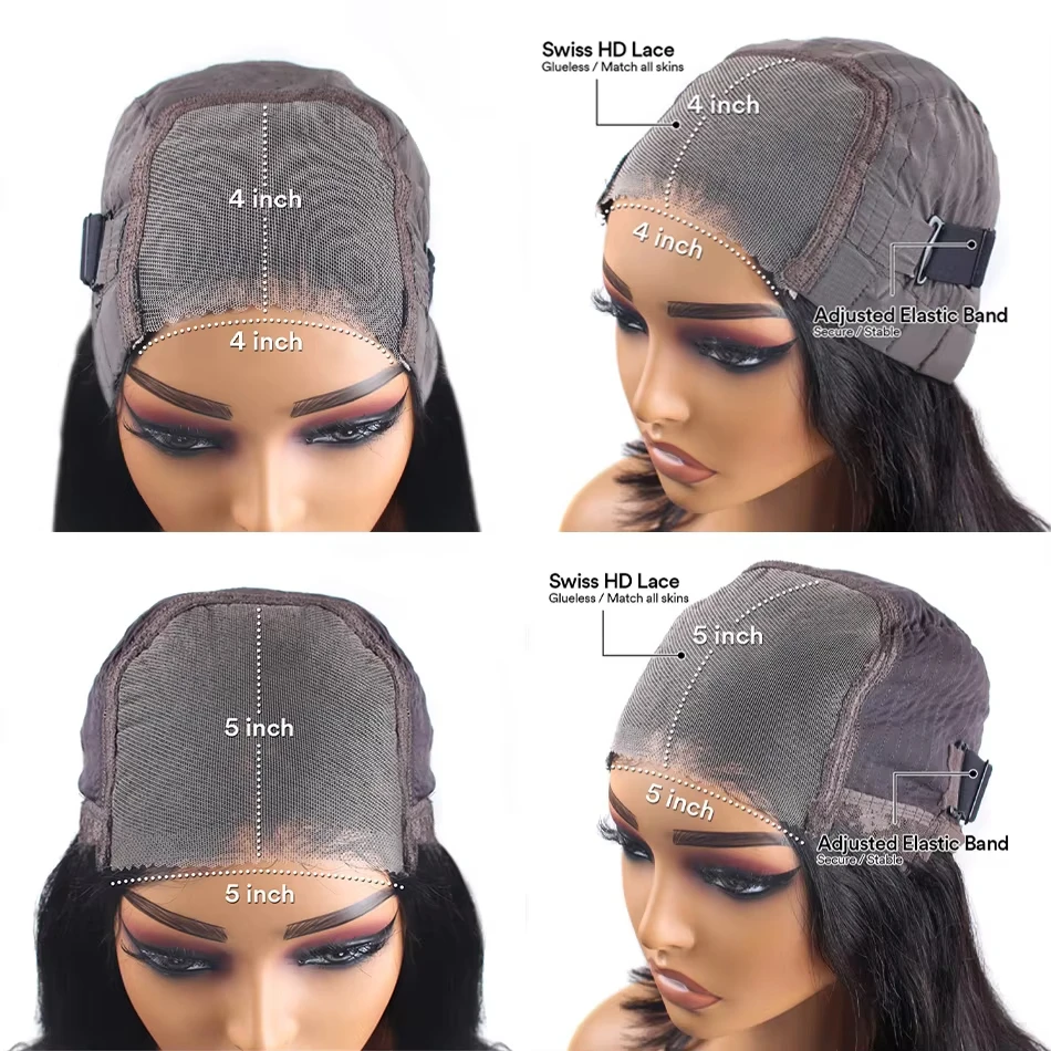 Botisi غلويليس فضفاض الجسم موجة 5x5 Hd الدانتيل إغلاق الجسم موجة الباروكات 4x4 إغلاق باروكة من شعر طبيعي ارتداء والذهاب قبل قطع البرازيلي
