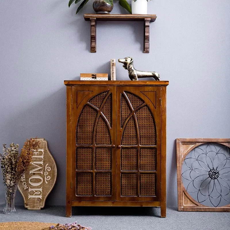 American country retro chest bedroom living room against the wall multi-functional old storage
