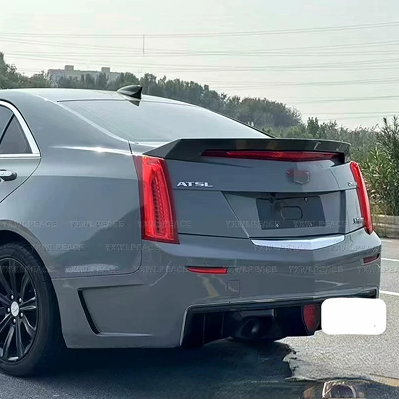 For Cadillac ATS Spoiler 2015 2016 2017 2018 2019 High Quality ABS Plastic V Style Rear Trunk Lip Spoiler Wing  Car Accessories