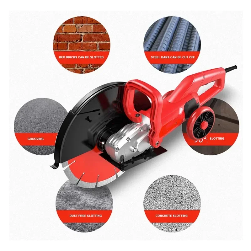 Electric Concrete Cutting Machine 410mm Diamond Saw Blade Handheld Multi-Function Slotting Tool Hydroelectricity Install Equipme