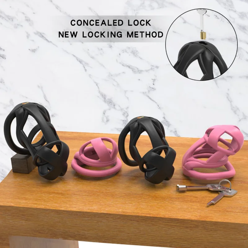 2025 NEW The Model X Male Chastity Device Sleeve Cock Cage Mini Lock with 4 Penis Rings Bondage Fetish Adult Sex Toys for Men