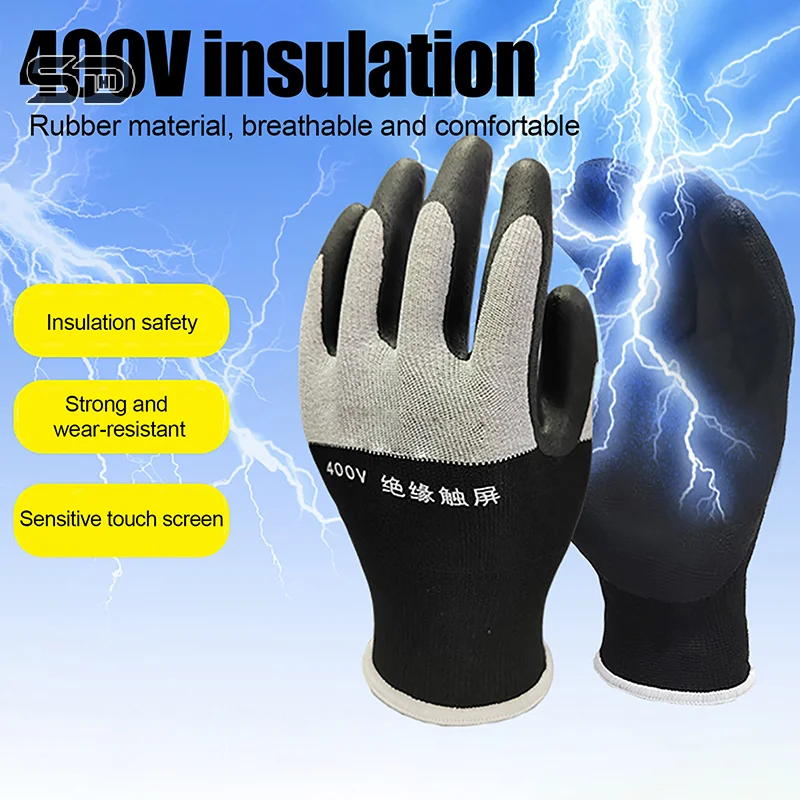 Ultrathin Electrician Insulating Gloves Withstanding Voltage 400V/500V Rubber Touch Screen Insulation Glove Industrial Woking