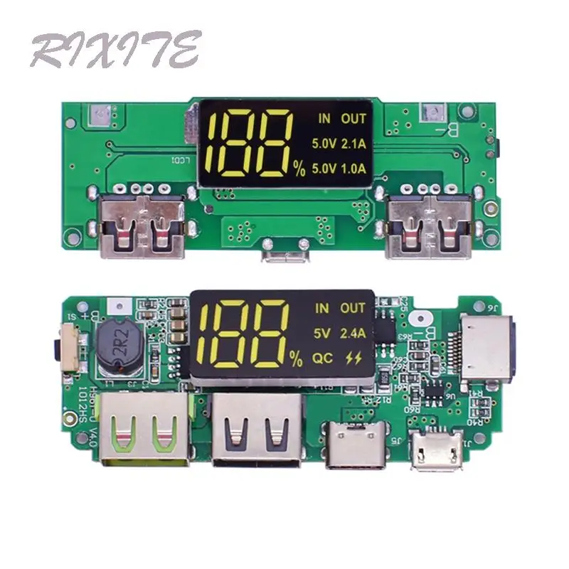 LED Dual USB 5V 2.4A Micro/Type-C USB Mobile Power Bank 18650 Charging Module Lithium Battery Charger Board Circuit Protection