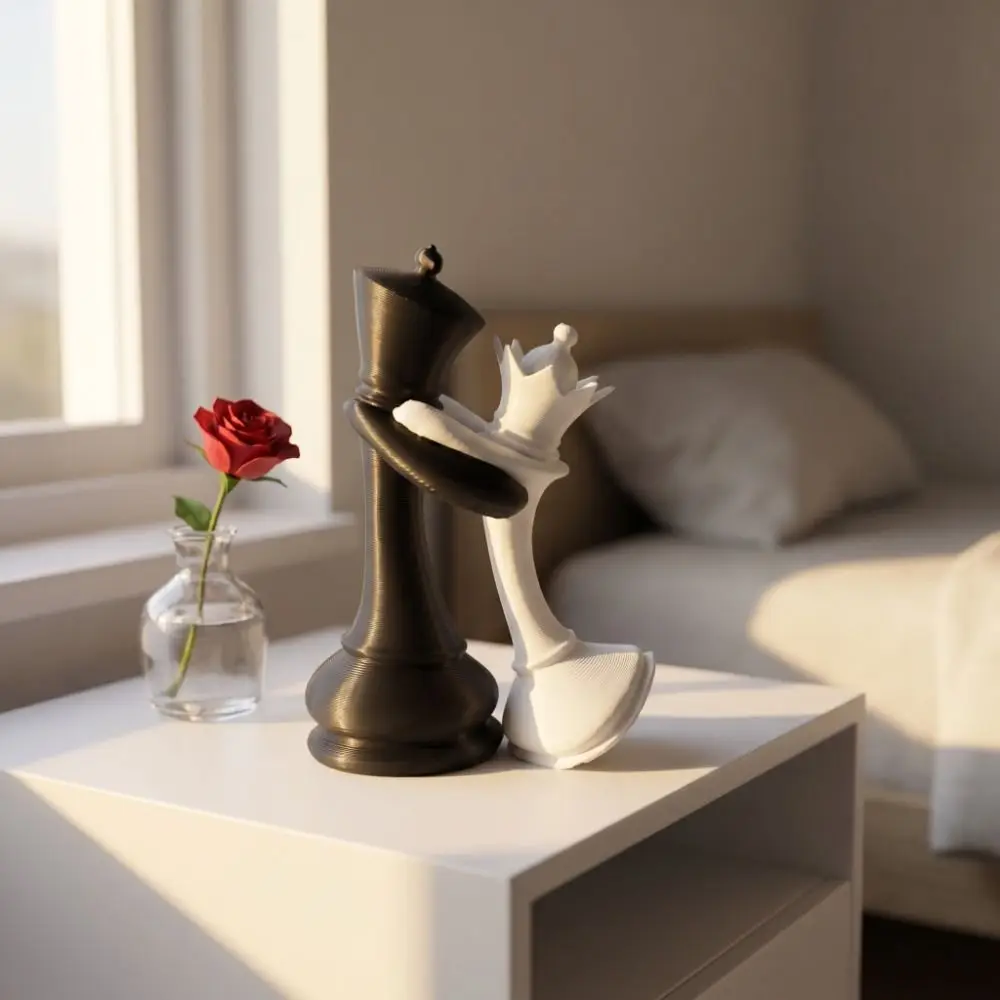 3D Printed Chess Statue Home Decoration Couple Gifts King And Queen Statue Funny Sculpture Desktop Ornaments Home