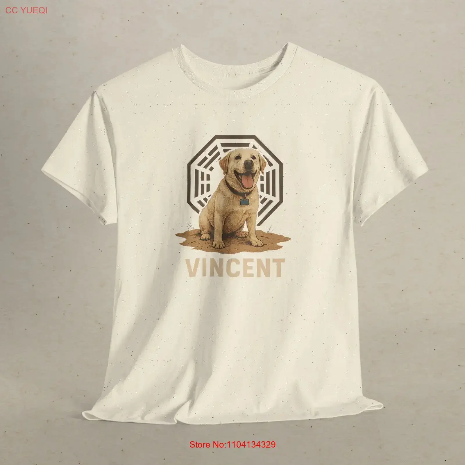 Vincent LOST Dog T Shirt Dharma Inspired Retro Cool for Fans Unique TV Show Funny Yellow Lab Island vintage Washed Stretched