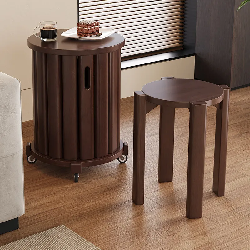 Solid Wood Modern Stool for Home Office and Household Use Stackable Combination Round Stool Living Room Dining Chair