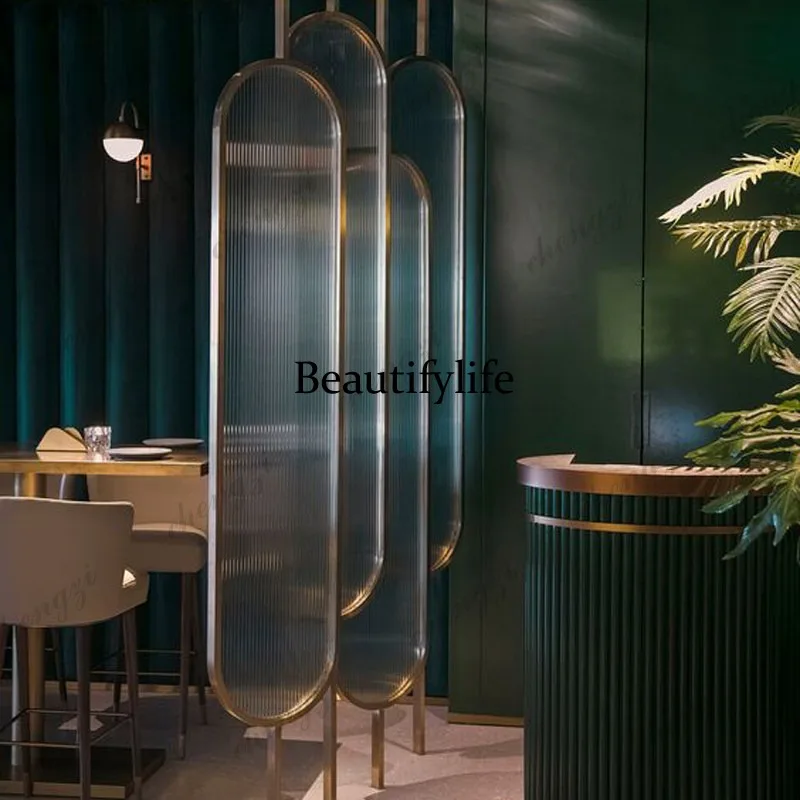 H132 Light luxury screen partition household entrance entrance tempered Changhong glass living room cover