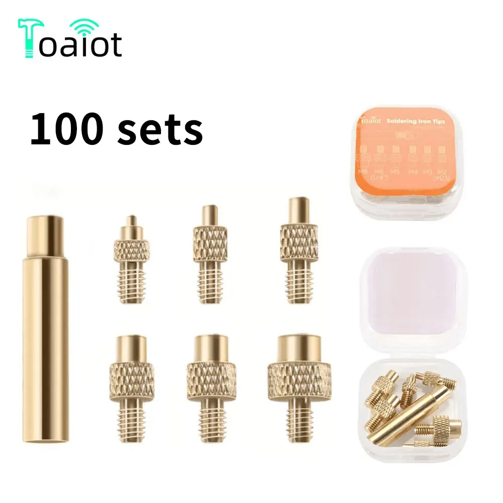 

100sets Hot Melt Insert Nuts Heat Melt Insert Nut Iron Tip Brass Embedded Kit M2 M3 M4 M5 M6 M8 Heat Insertion Tool 3D Printer