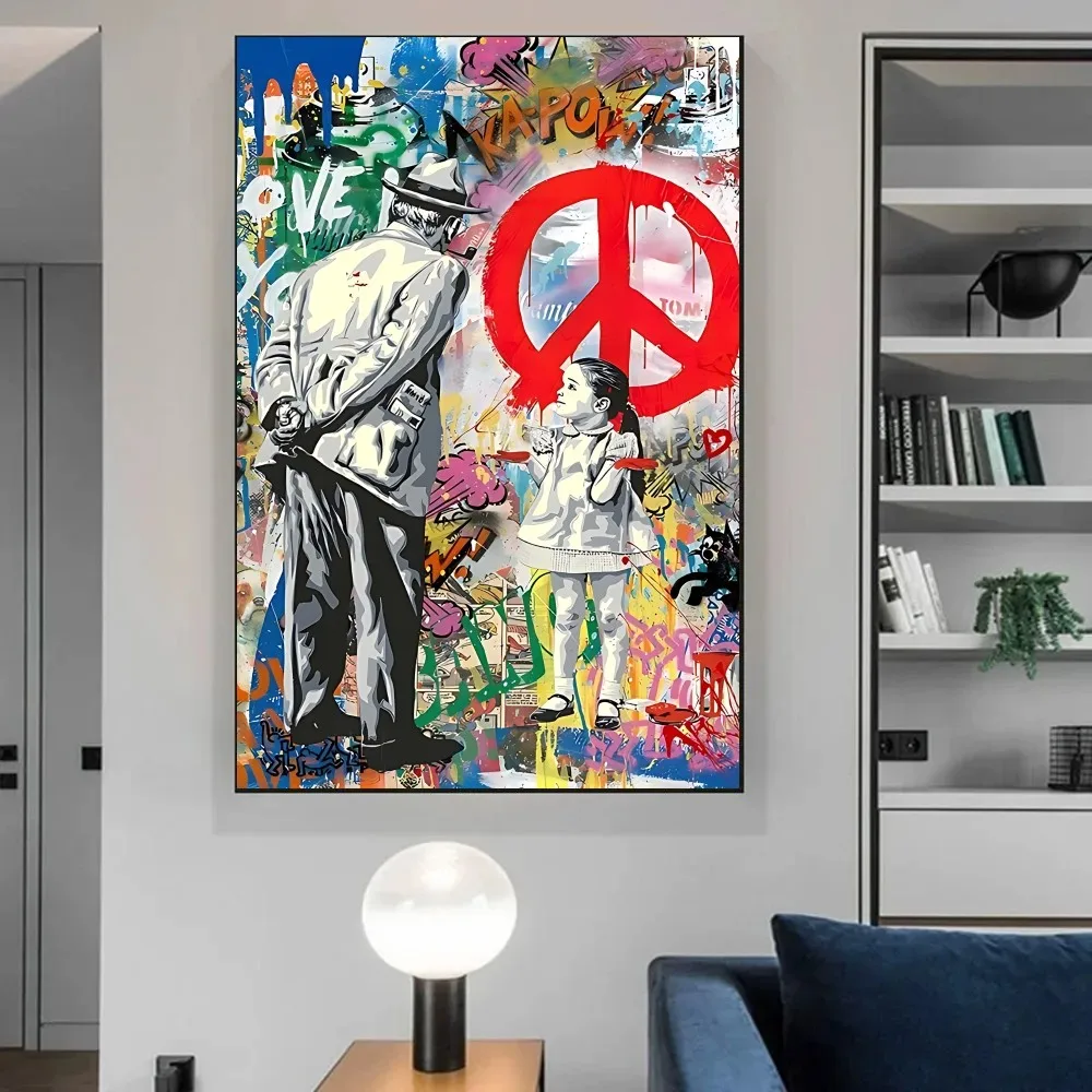 Banksy Street Graffiti Art Poster Vintage Poster Wall Art Painting Study Aesthetic Art Large Size Wall Stickers