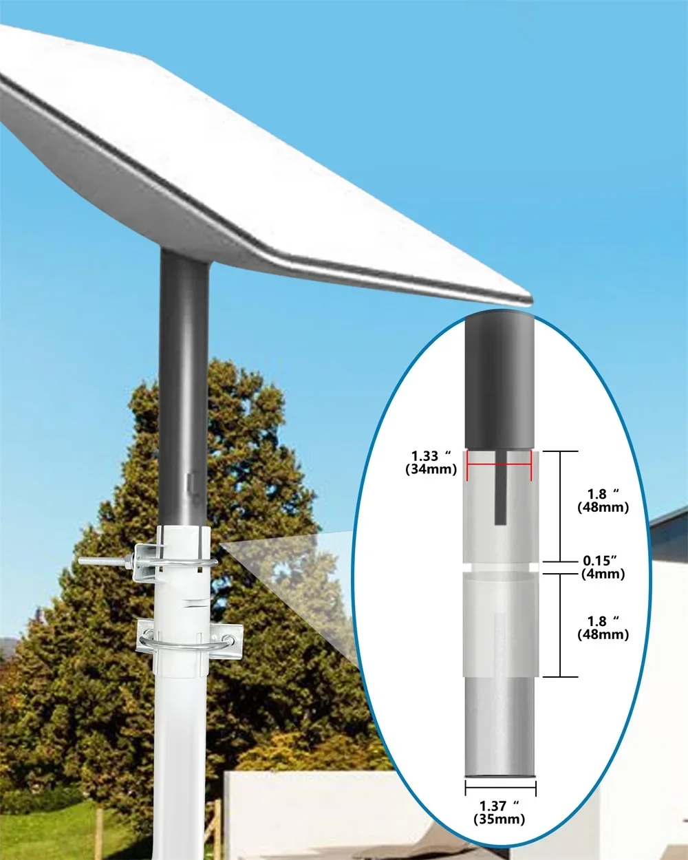 For Starlink V2 Antenna Bracket,34MM Calibre,TV antenna,Point-to-point Wireless Bridge,Access Point,CB,Weather Station Mount kit