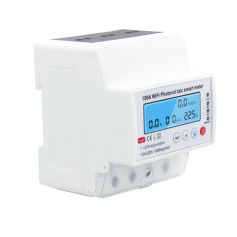 Tuya WiFi Single Phase AC110V/220V 100A Bi-directional Measuring Two-way Prepaid Meter Auto-reclosing Voltage Current Protector