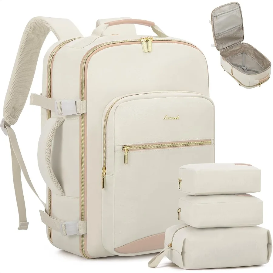 

Travel Backpack for Women 40L Personal Item Backpack Flight Appd with 3 Packing Cubes Water Resistant Carry on Backpacks Lage D