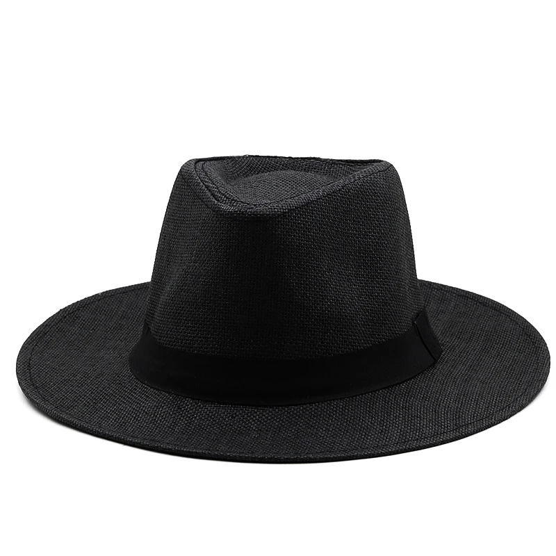 Fashion Summer Women Men Straw Sun Hat With Wide Brim Panama Hat For Beach Fedora Jazz Hat Size 56-58CM