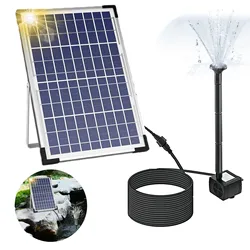 10W Solar Fountain Pump with Large Solar Panel 3 Nozzles Max. for Bird Bath Fish Tank Small Pond Garden Decoration Water Pump