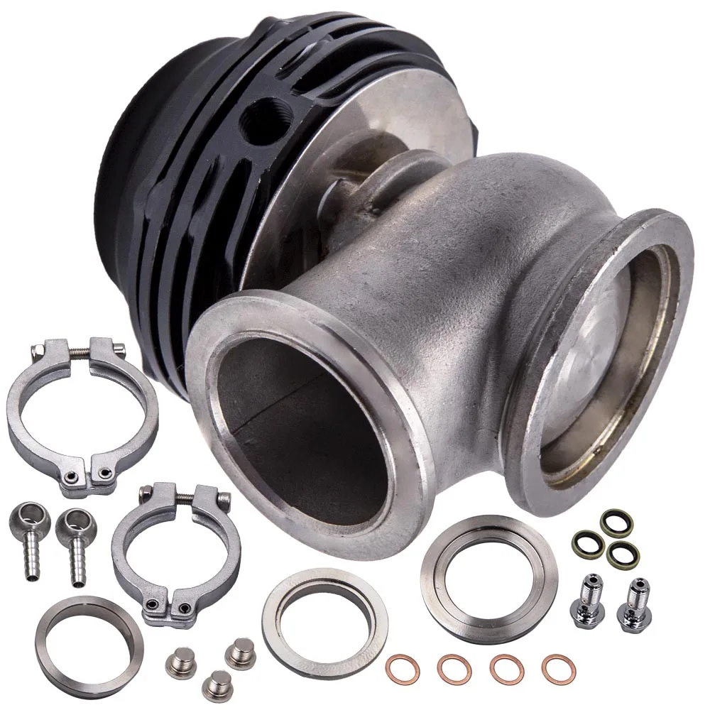 

38mm Turbo Exhaust Manifold External V-Band Wastegate + Dump Pipe Blow Off Valve Black