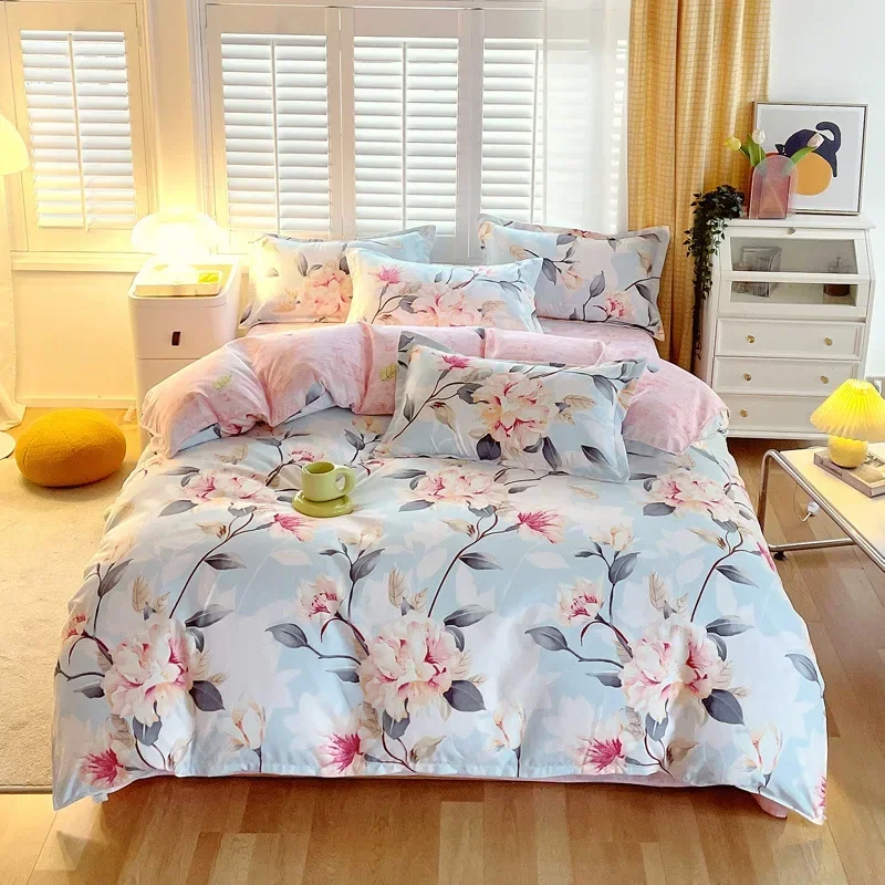 

Beddings Sets Cotton Four-piece Set Naked Sleeping Bed Sheet Quilt Cover Student Dormitory Simple Thickened Brushed Three-piece