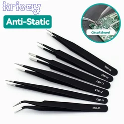 Nails Art Stainless Steel Curved Straight Black Tweezer for 3D Sticker Rhinestones Nipper Picking manicure Tools Sequins Bead