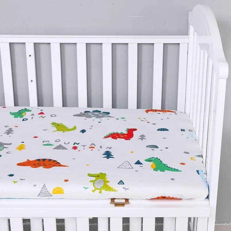 130*70cm Crib Fitted Sheets Soft Baby Bed Mattress Covers Print Newborn Toddler Bedding Set Kids Mini Cot Sheets Cotton