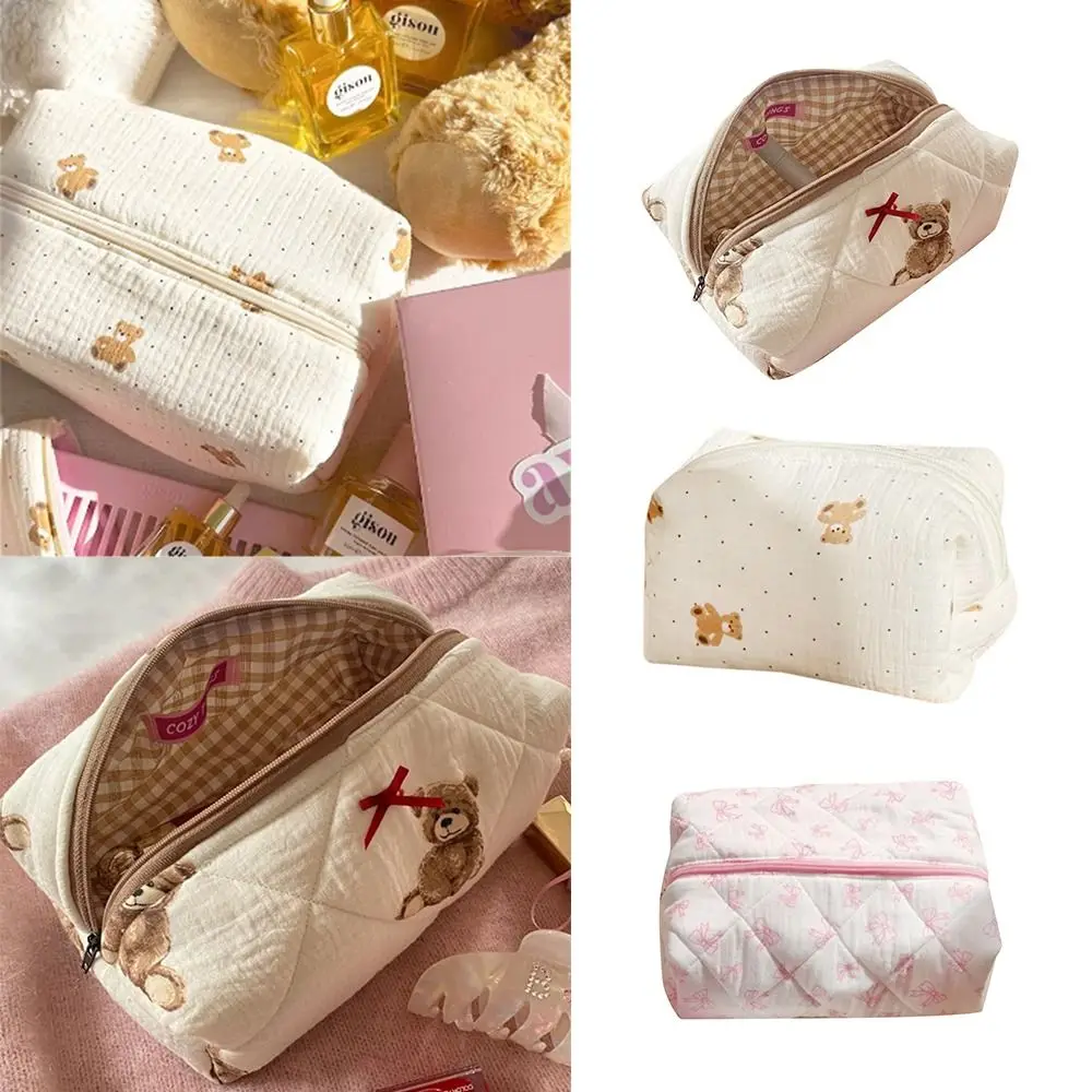 Large Capacity Travel Toiletry Bag Accessories Soft Cotton Makeup Brush Bag Cute Cosmetic Pouch