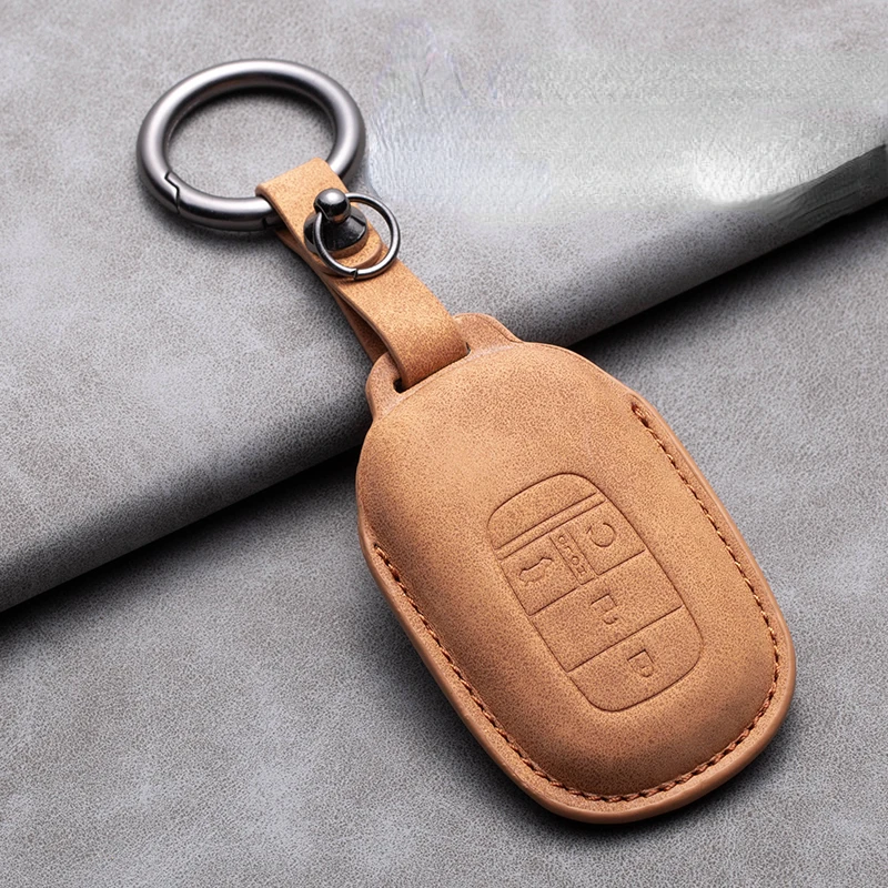 

For Honda Civic Accord HR-V CR-V CRV 2022 2023 Leather Car Remote Key Case Cover Protector Key Shell Fob Keychain