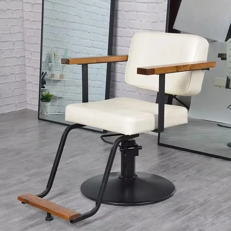 Japanese Retro Barber Chair Dyeing Hair Luxury Cream Wind Unique Barber Chair High-end Rotate Silla De Barbero Home Furniture
