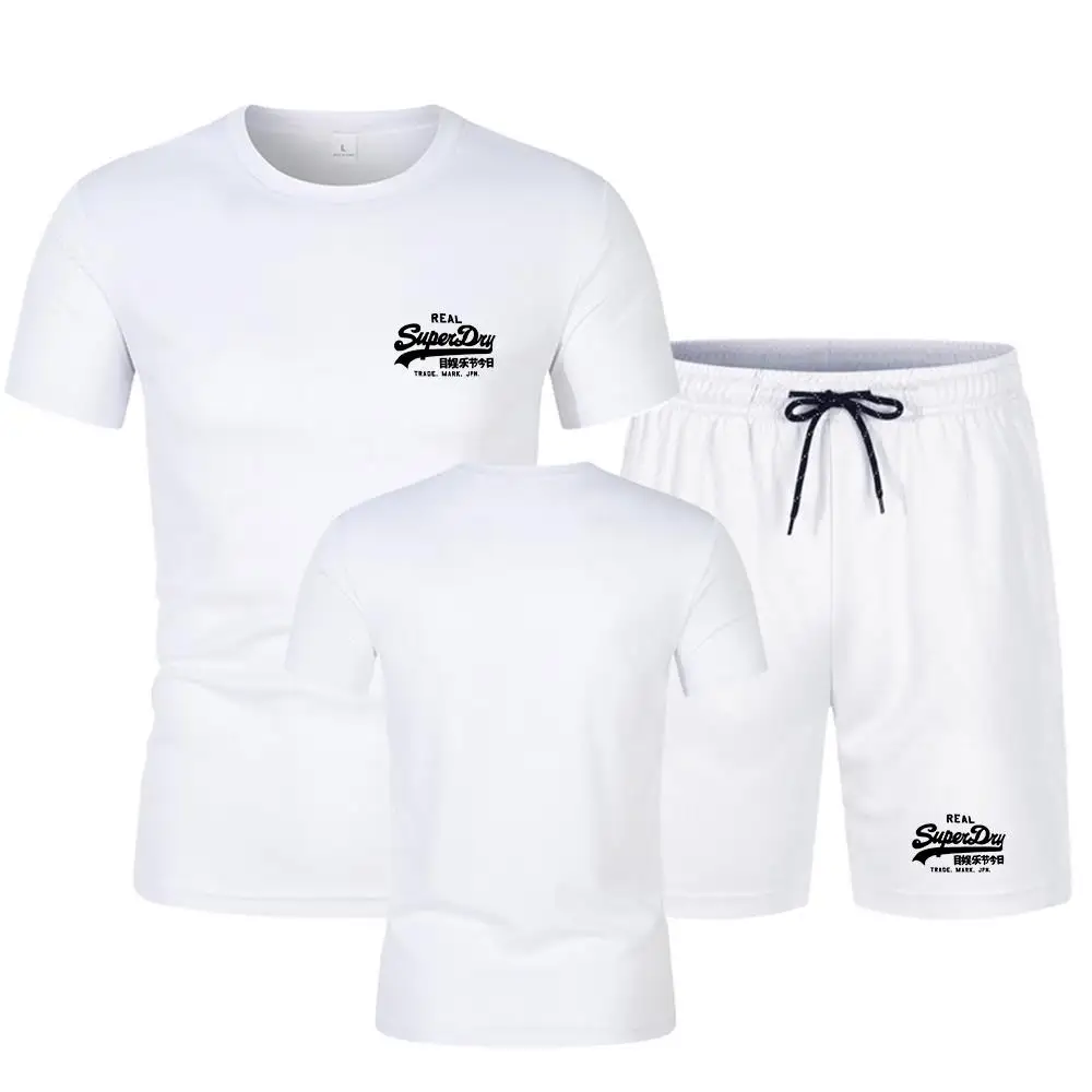 

Summer men's sports fitness mesh suit fashion fast drying breathable comfortable shorts short sleeve T-shirt two-piece set