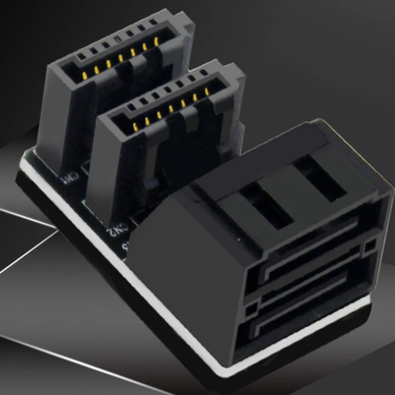 6 pçs duplo sata 7pin fêmea para duplo 7pin macho adaptador angular de 90 graus mainboard sata adaptador para desktops ssd hdd