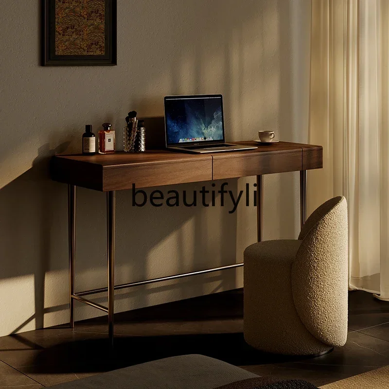 

Dresser 2025 new bedroom solid wood clamshell makeup table minimalist high-end designer desk