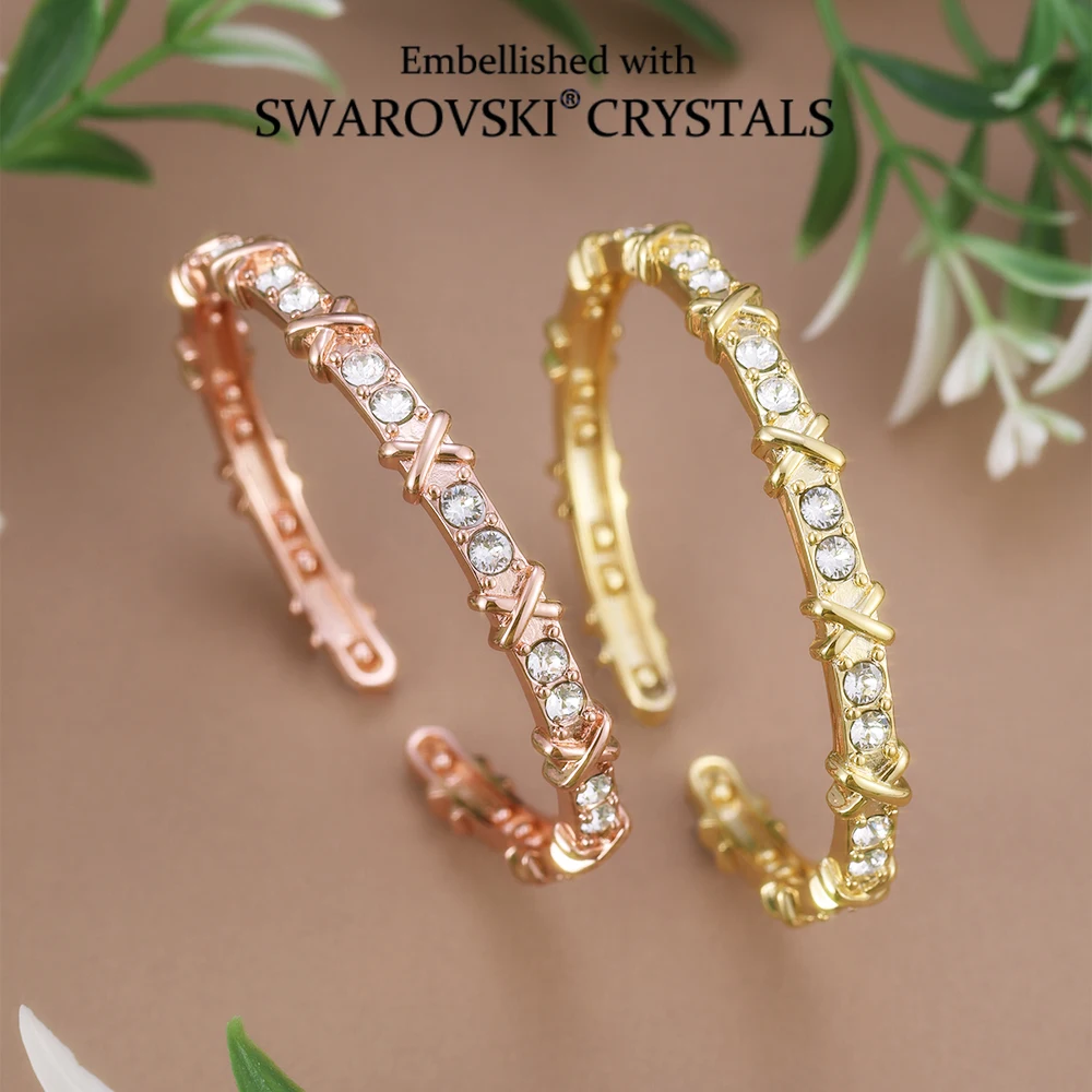 

Letter X Cuff Bangle Embellished with Swarovski Crystals Original Crystals From Austria Party Daily Charming Jewelry Gifts