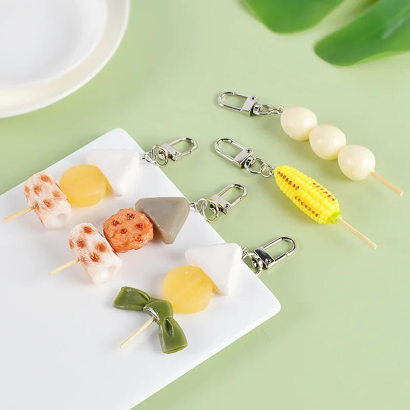 New Simulation Barbecue Keychain Creative PVC Soft Glue Kanto Cooking Photography Model Car Bag Cute Pendant Gift Trinkets Women