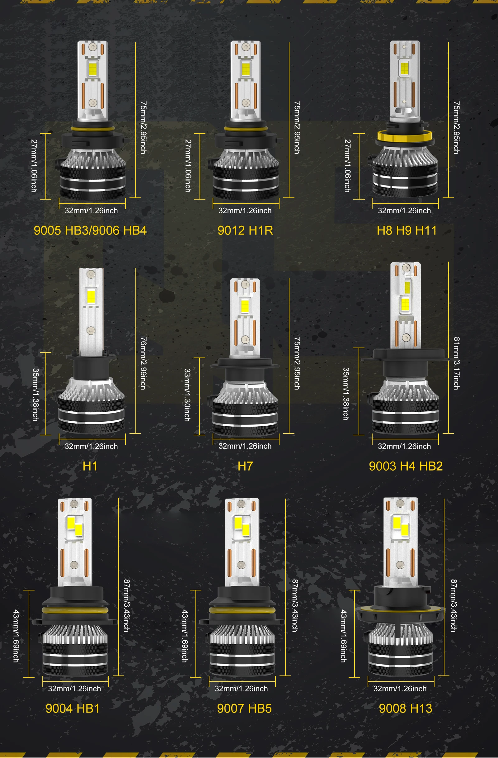 BMTxms 2PCS Q5 H4 HB1 9004 HB5 9007 9008 H13 LED Hi/Lo Headlight Canbus H1 H7 H8 H9 H11 HB3 9005 HB4 9006 9012 HIR2 Led Headlamp