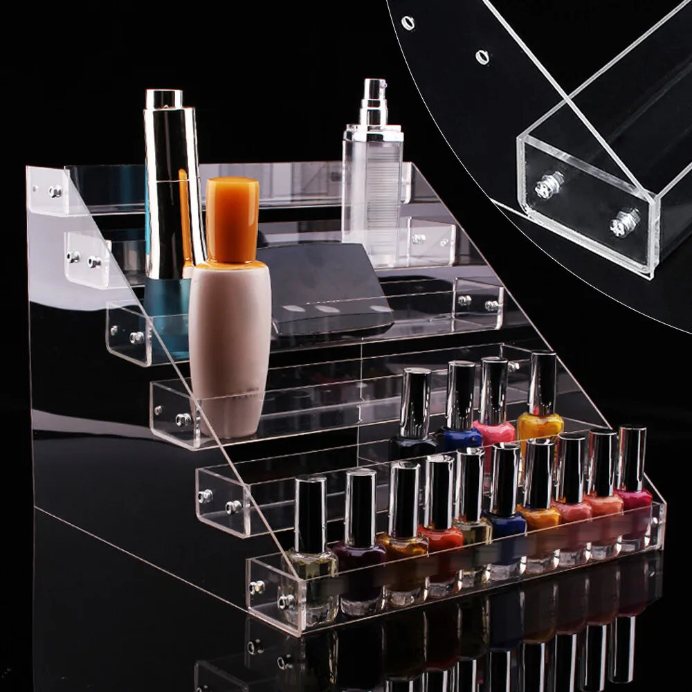6 Tier Clear Acrylic Rack Perfume Makeup Ladder Display Stand Risers Ink Shelf Acrylic Stand for Action Figures Paint Cosmetics