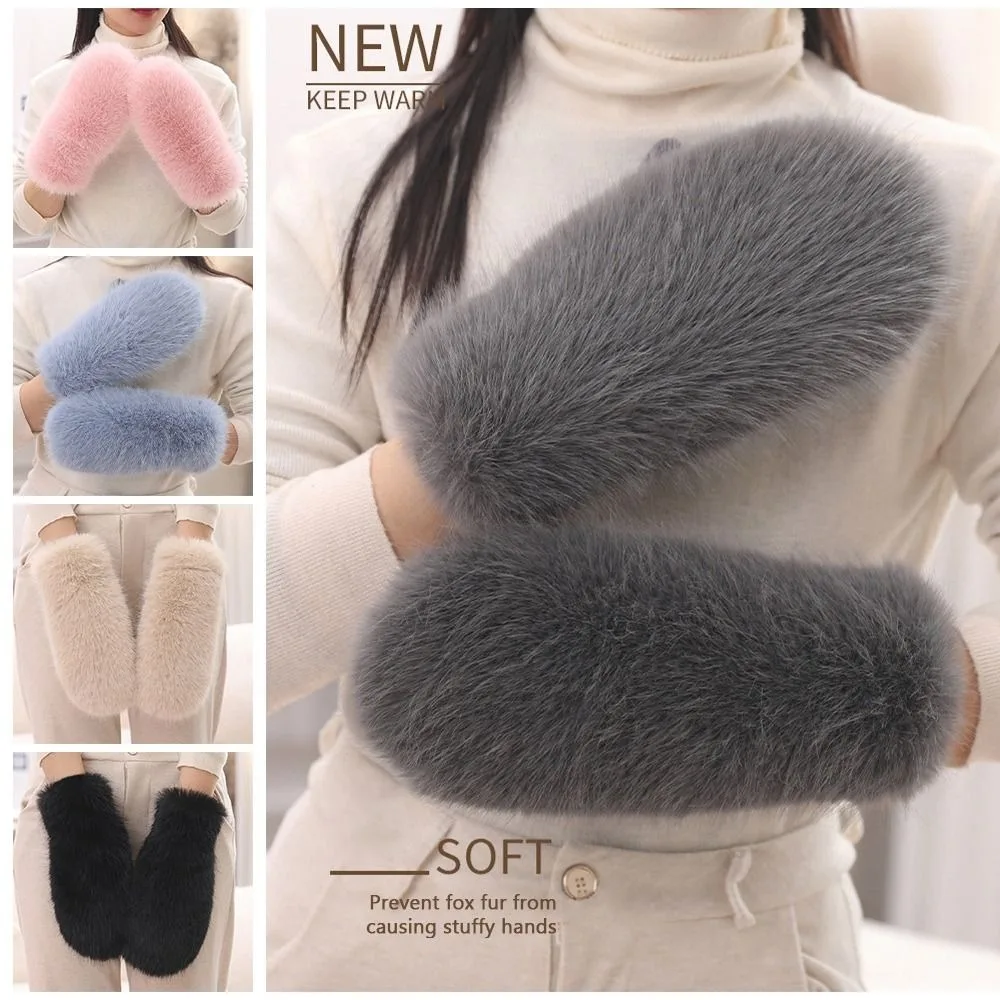 

Милые зимние перчатки с флисовой подкладкой, ветрозащитные согревающие перчатки, утолщенные пушистые варежки из искусственного меха, сноуборд, катание на лыжах