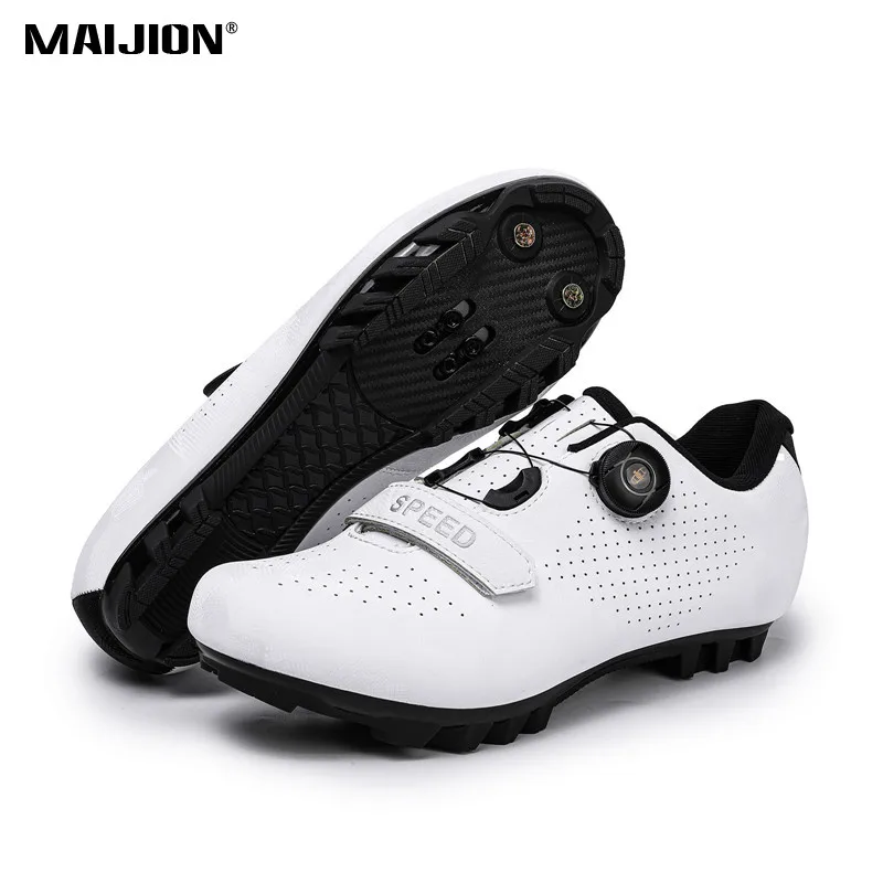 Zapatos de ciclismo de montaña para hombre con pieza de bloqueo, zapatos de bicicleta de carretera antideslizantes para mujer, zapatillas de carreras de velocidad