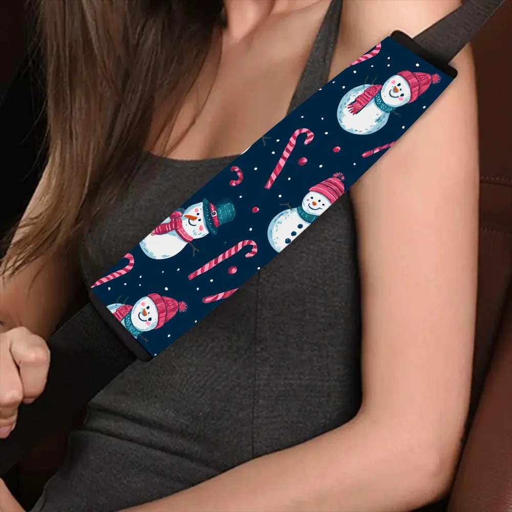 1pc-Winter Joy Festive, Print Car Comfort Seat Belt Cover, Car Shoulder Seatbelt Pads Cover For Adults, Car Accessories, Enhance
