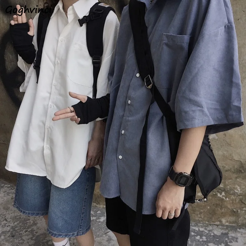 Koszule z krótkim rękawem kobiety jednolita moda w stylu Bf Harajuku fajne w stylu Streetwear główna ulica prosta Retro cały mecz przytulny nowy nabytek